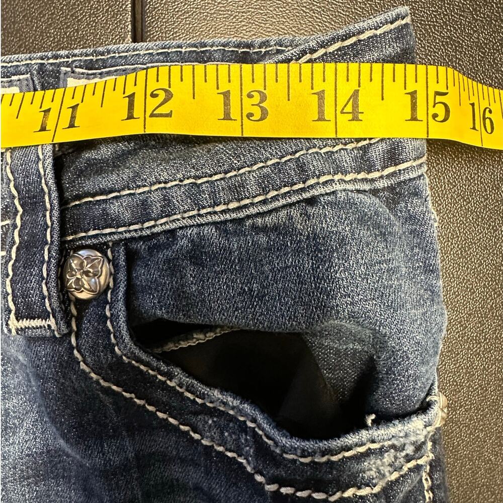 Miss Me Thick Stitch Fleur De Lis Boot Cut Jeans Western Y2K Size 29 - Picture 9 of 12